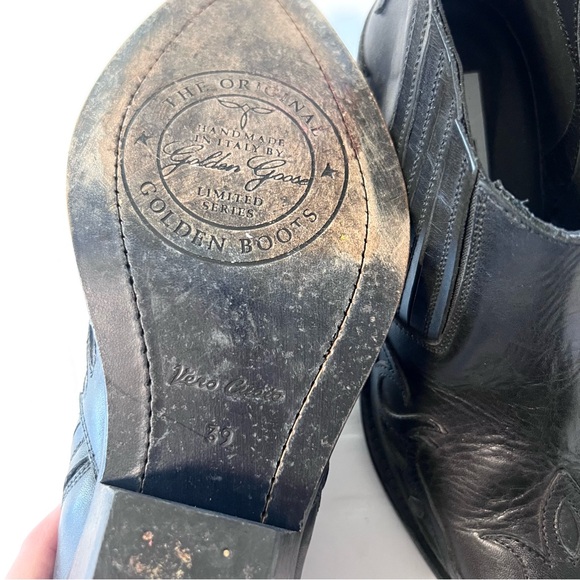 Golden Goose Leather Western Booties Black Ankle Boots Sz 39 US 9 - Picture 10 of 12